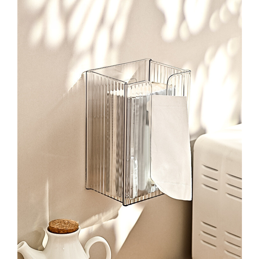 LOCAUPIN Wall Mounted Clear Plastic Tissue Holder Bathroom Counter