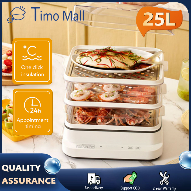 Timo Electric Steamer for Siomai Business Food Steamer 25L with Timer