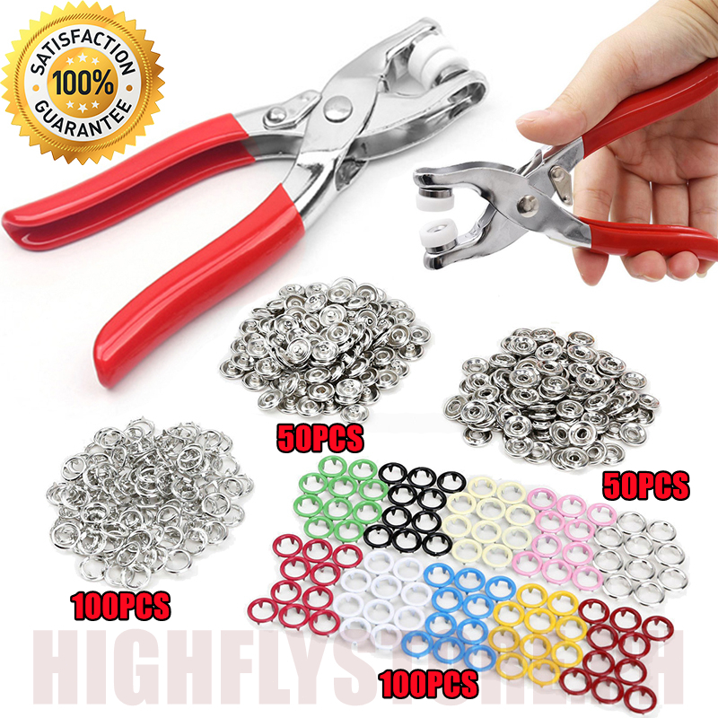 Metal Snap Button Kit Snap on Buttons and Snap Fastener Tool for Sewing Clothing Leather