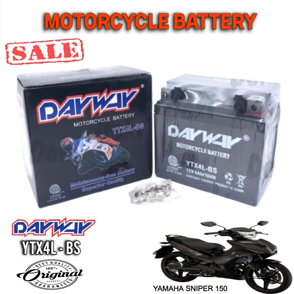 YAMAHA SNIPER 150 - ORIGINAL DAYWAY MOTORCYCLE BATTERY | YTX4L-BS MOTOR ...