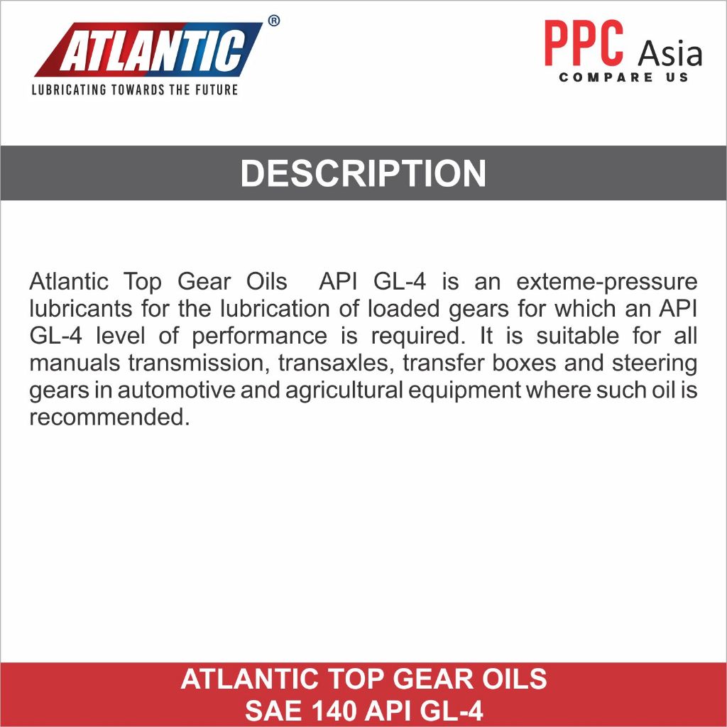 ATLANTIC TOP GEAR OIL SAE 140 GL-4 (1 LITER) | Shopee Philippines