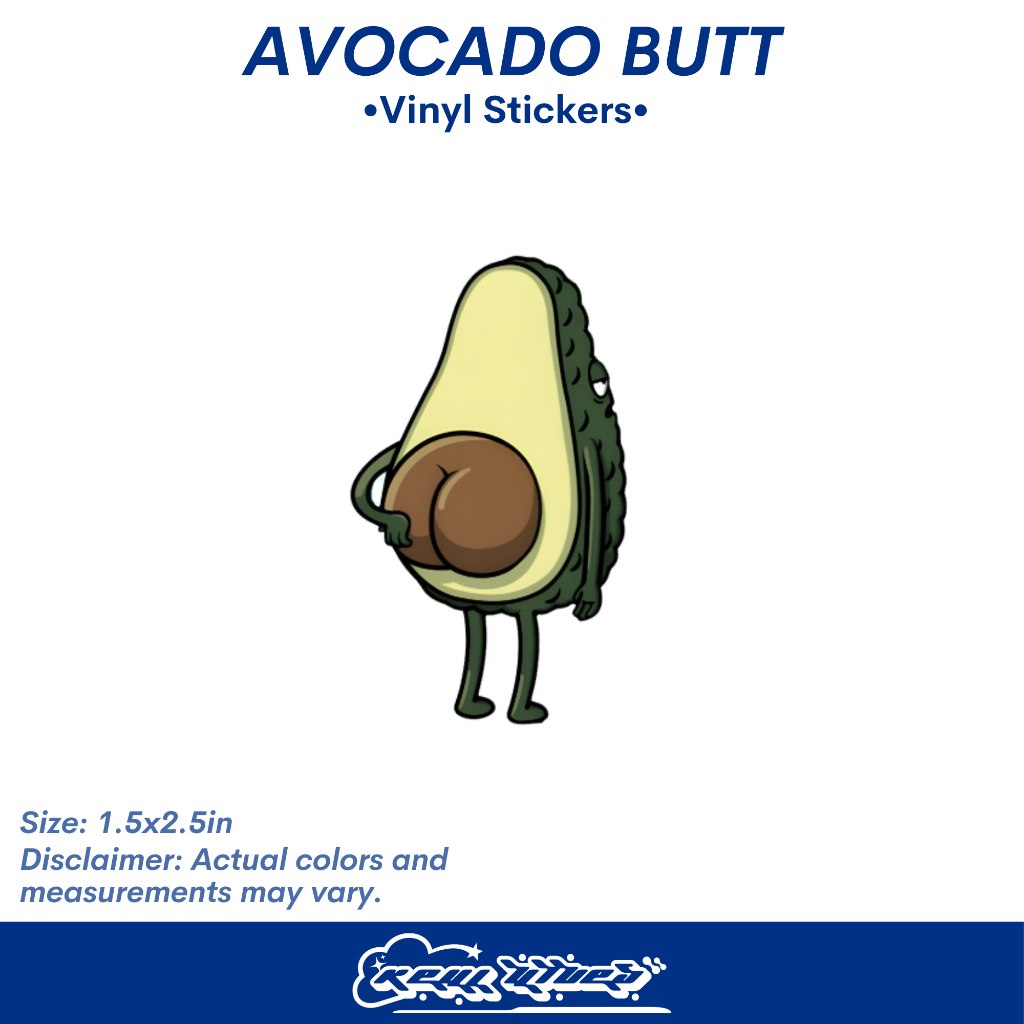 Avocado Bum Sticker Fruit Cute Funny Meme Vinyl Stickers Waterproof ...