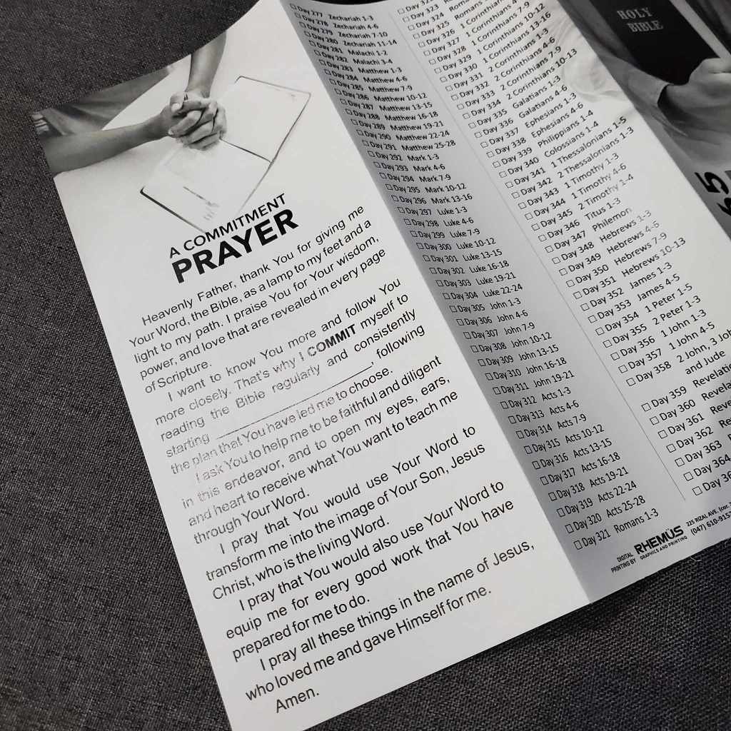 365 Days BIBLE READING PLAN Tri-Fold Pamphlet • BookPaper 70/80 • BLACK ...