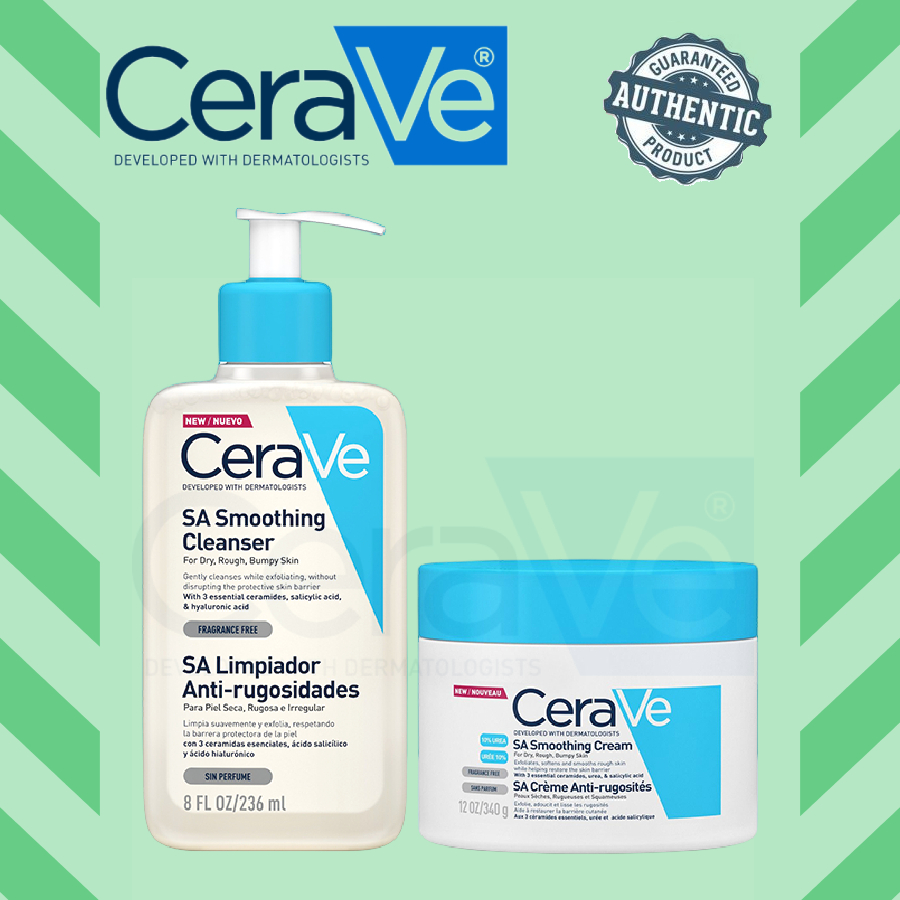 Cerave SA Smoothing Cleanser & Cream For Pimple Acne Remover Gentle