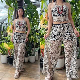 SEE-Women See-through Pants, Bikini Cover Up Mesh Ruffle Bottoms, Plus Size  Loose Long Trousers, Beachwear Swimwear