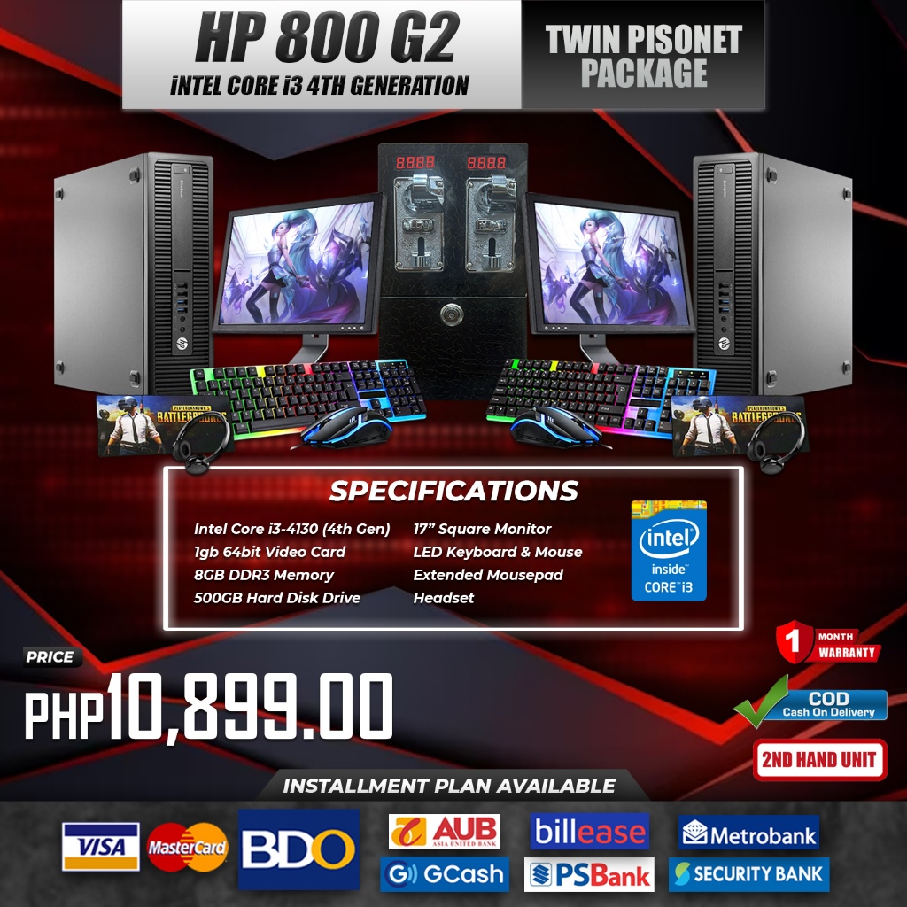 TWIN PISONET PACKAGE HP 800 G2 INTEL CORE i3 4TH GEN 8GB 500GB HDD 1GB ...