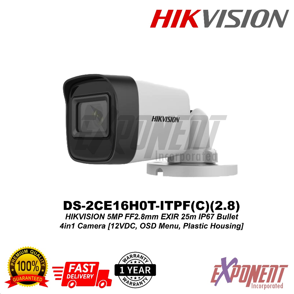 DS-2CE16H0T-ITPF(C)(2.8) - HIKVISION 5MP FF2.8mm EXIR25m IP67 Bullet ...