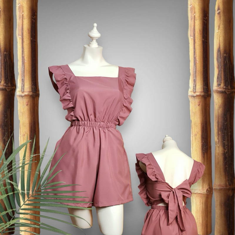 Romper Shorts Ribbon Back Overall Shorts For Medium & Semi Large Frame