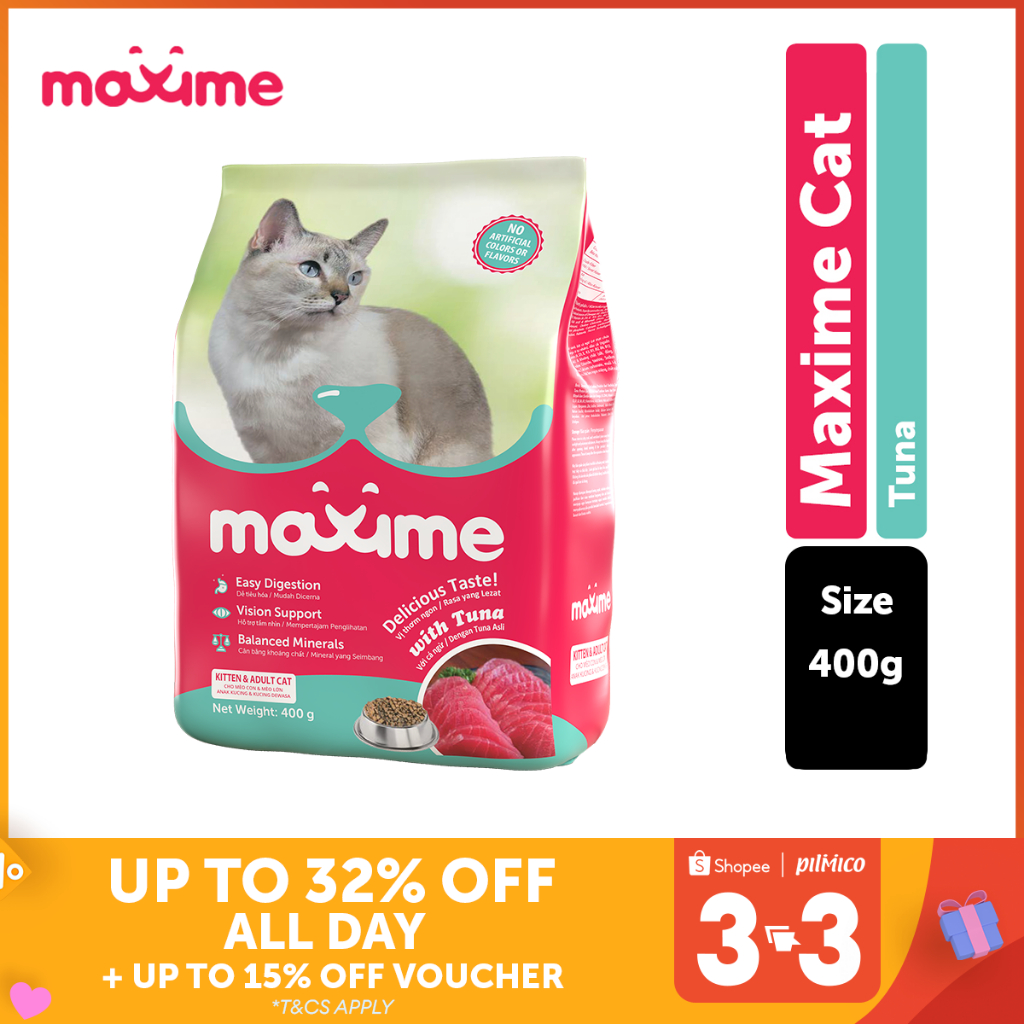 Maxime Dry Cat Food Kitten & Adult Tuna Flavor 400g Shopee Philippines
