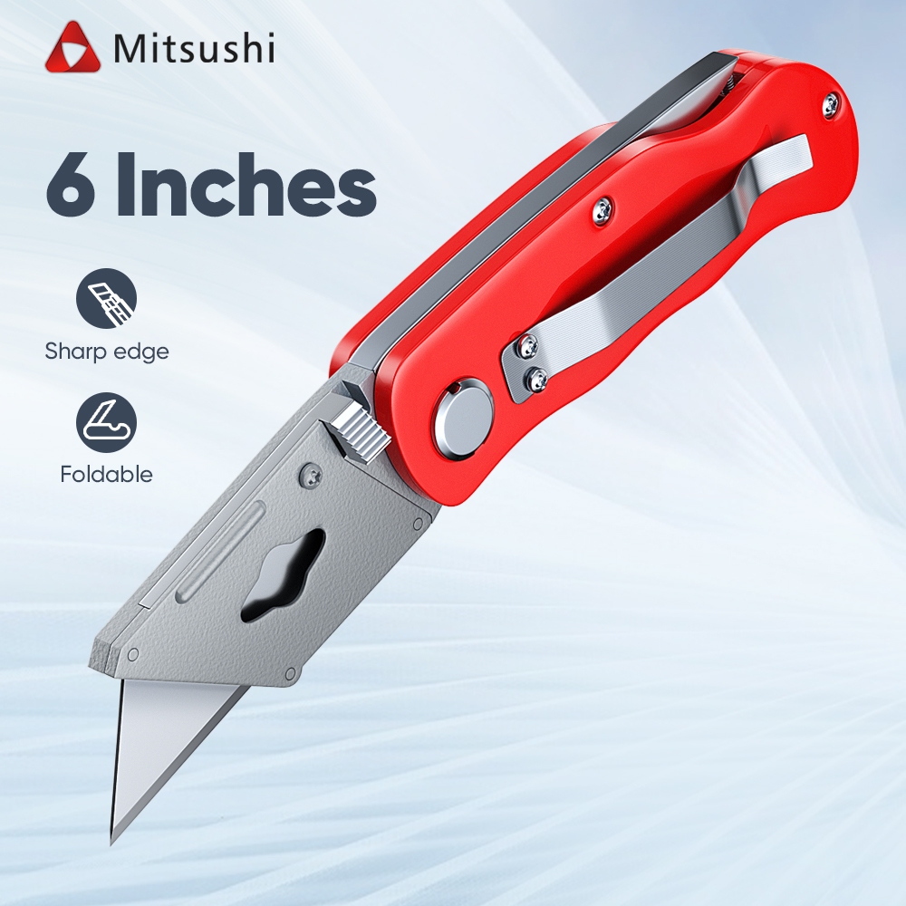 Mitsushi Foldable Utility Knives with 3 Blades Cutter Knife Retractable ...