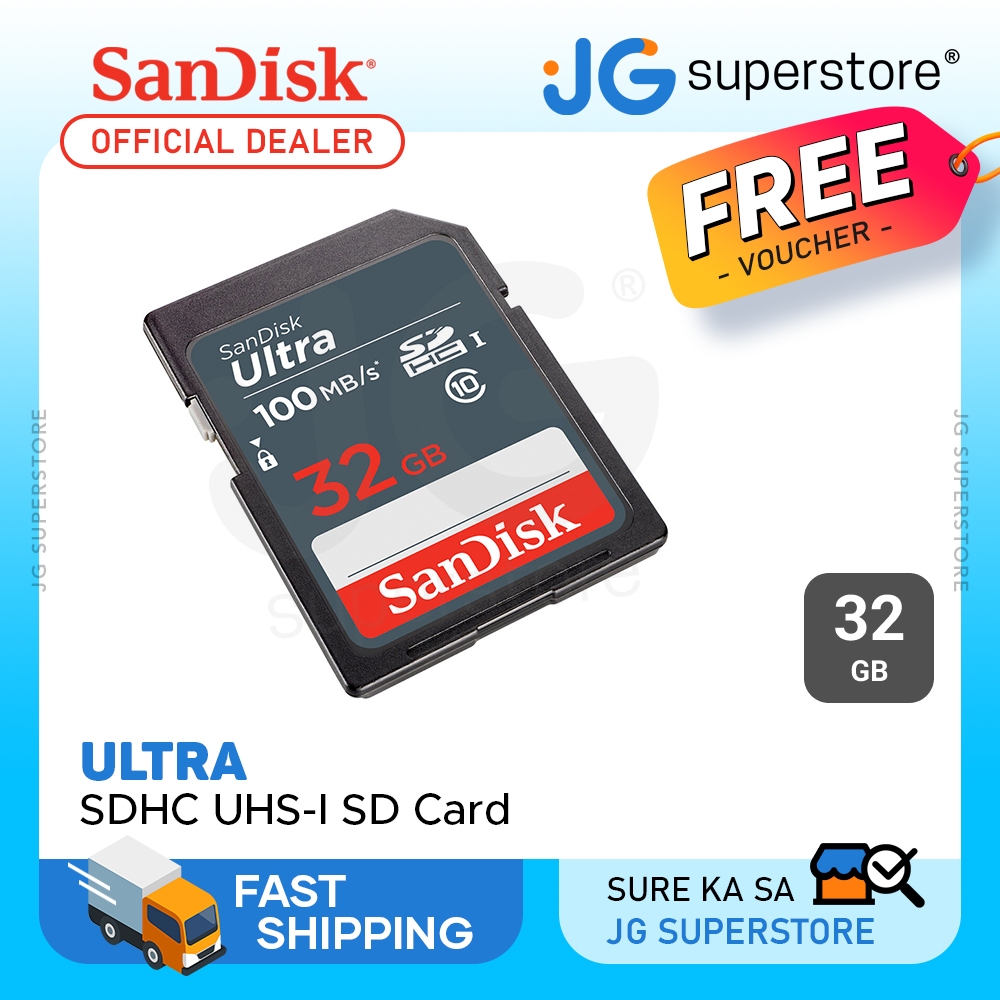 Sandisk Ultra SD Card 32GB UHS-I SDHC Class 10 with 100MB/s Read Speed ...