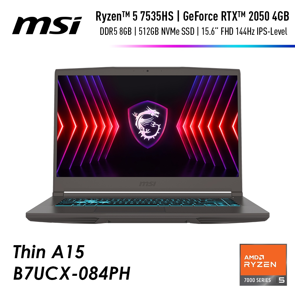 Msi Thin A B Ucx Ph Gaming Laptop Ryzen Hs Rtx Gb Ssd Fhd Ips