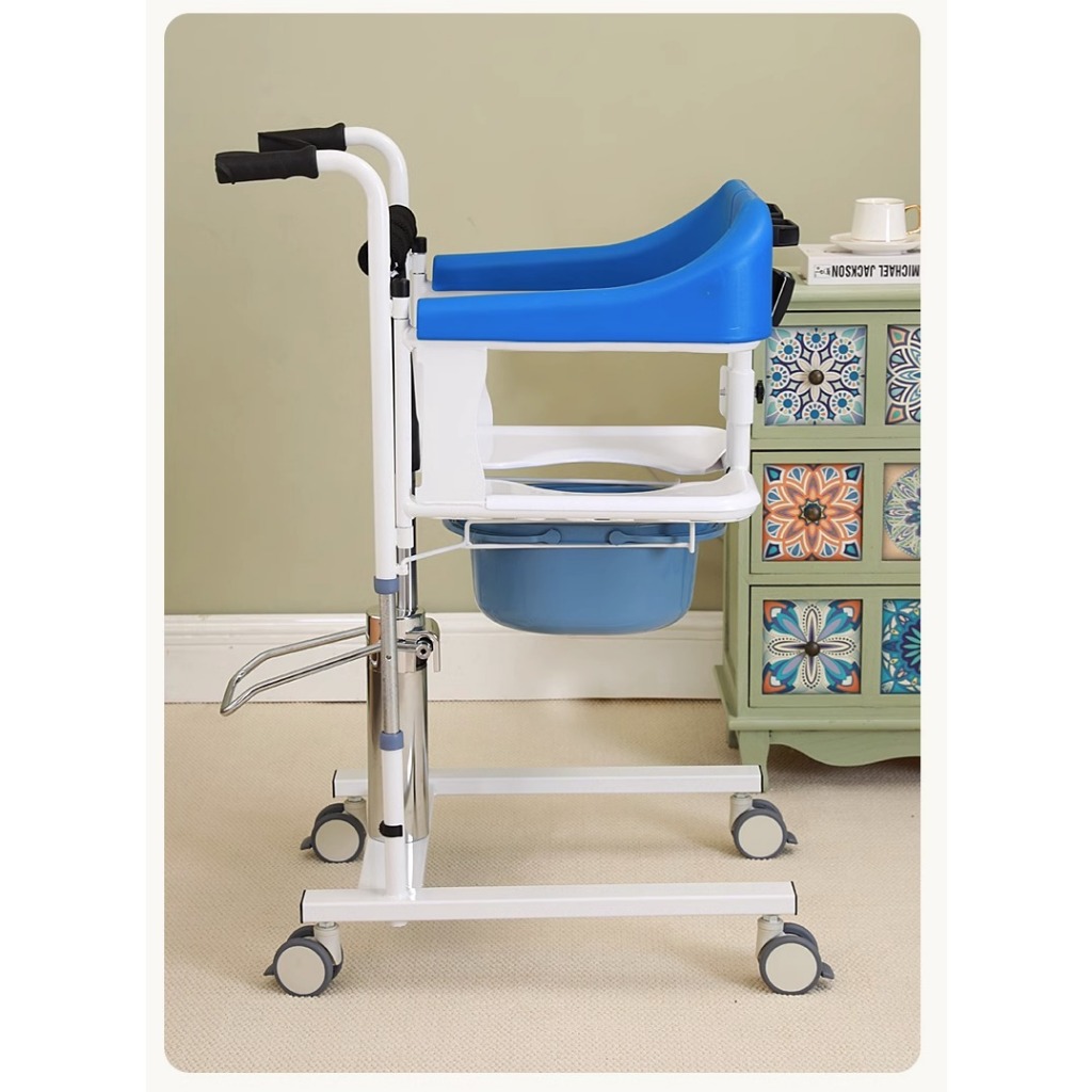Bedridden elderly lift paralyzed patient sitting toilet bath chair
