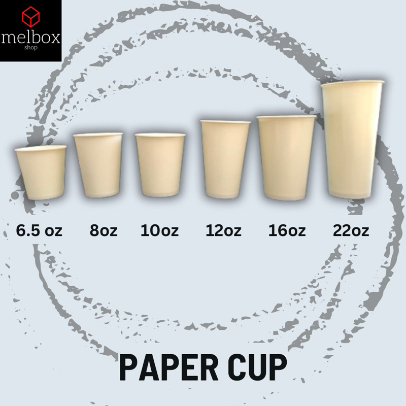 [25 Pcs] Disposable Paper Cup Plain White Coffee Water 6 5oz 8oz 10oz