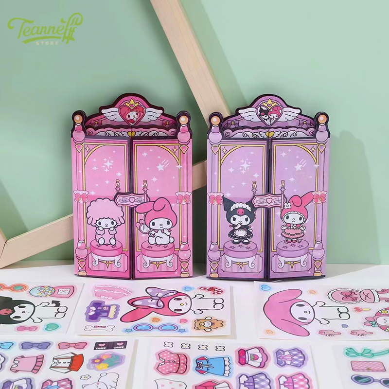 Sanrio Melody Kuromi Laser Dress Up Wardrobe DIY Children's Sticker ...