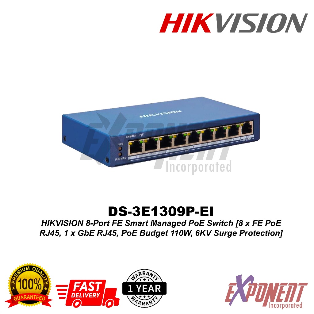 DS-3E1309P-EI - HIKVISION 8-Port FE Smart Managed PoE Switch