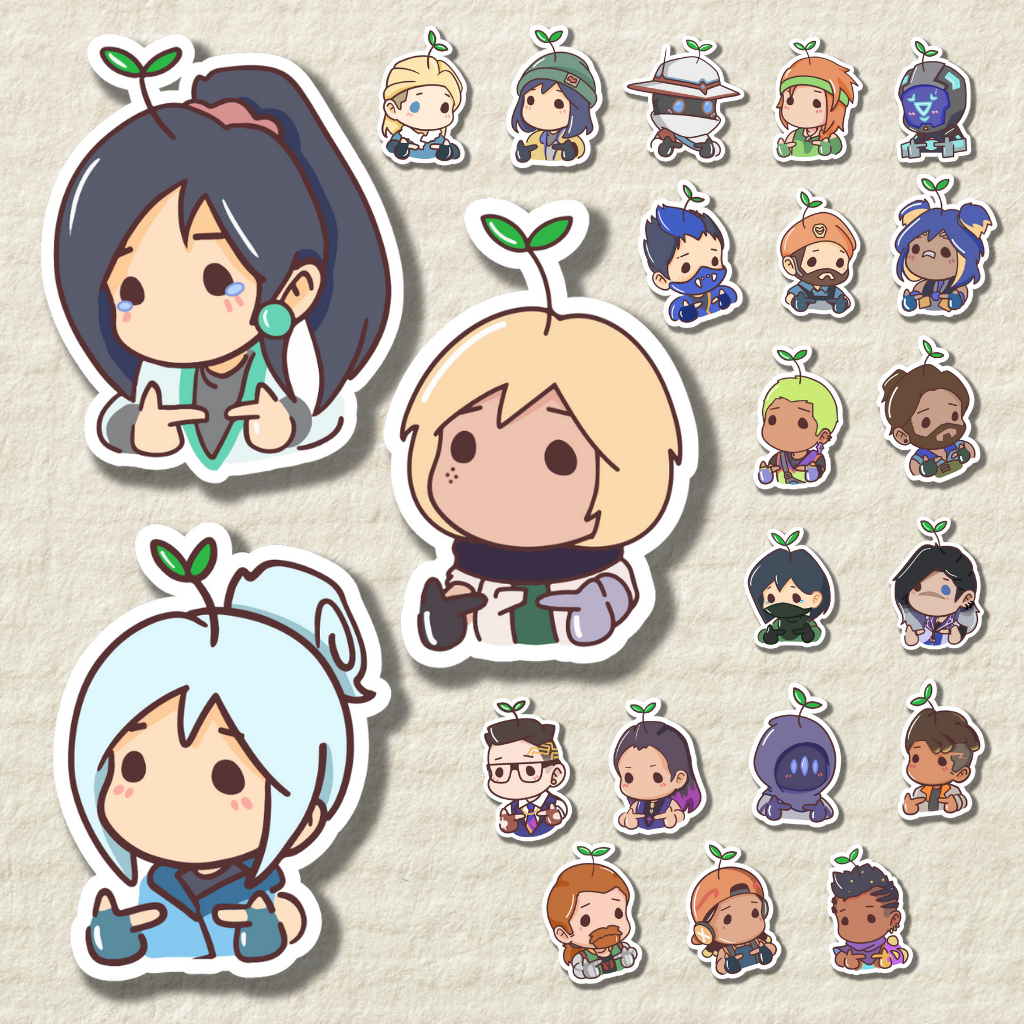 Valorant Agents Chibi UwU Version 22pcs Sticker Pack | Die-Cut Premium ...