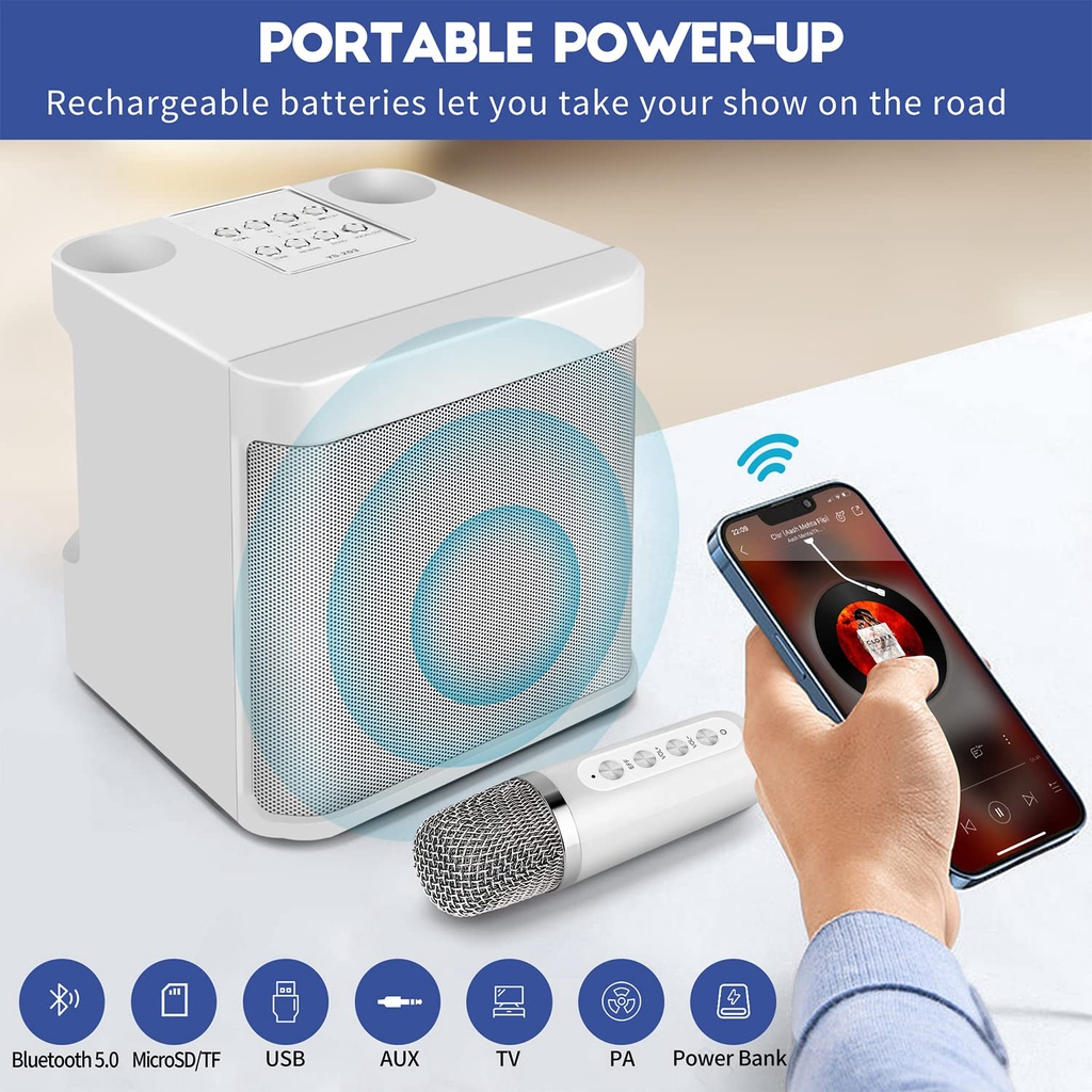Bluetooth Portable Speaker Mini Karaoke with Wireless Microphone With