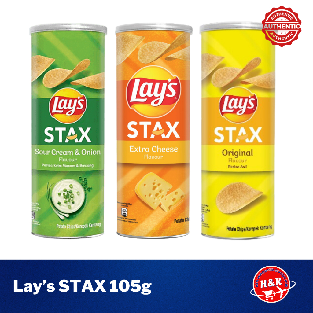 Lay's STAX Original/ Sour Cream & Onion/ Extra Cheese 105g Potato Chips ...