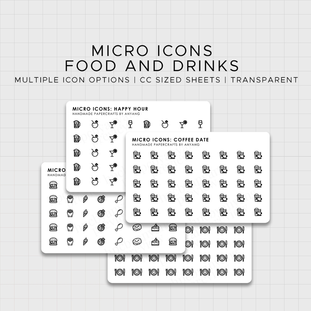 FOOD & DRINKS | MICRO ICONS | Minimal + Functional Stickers for your ...