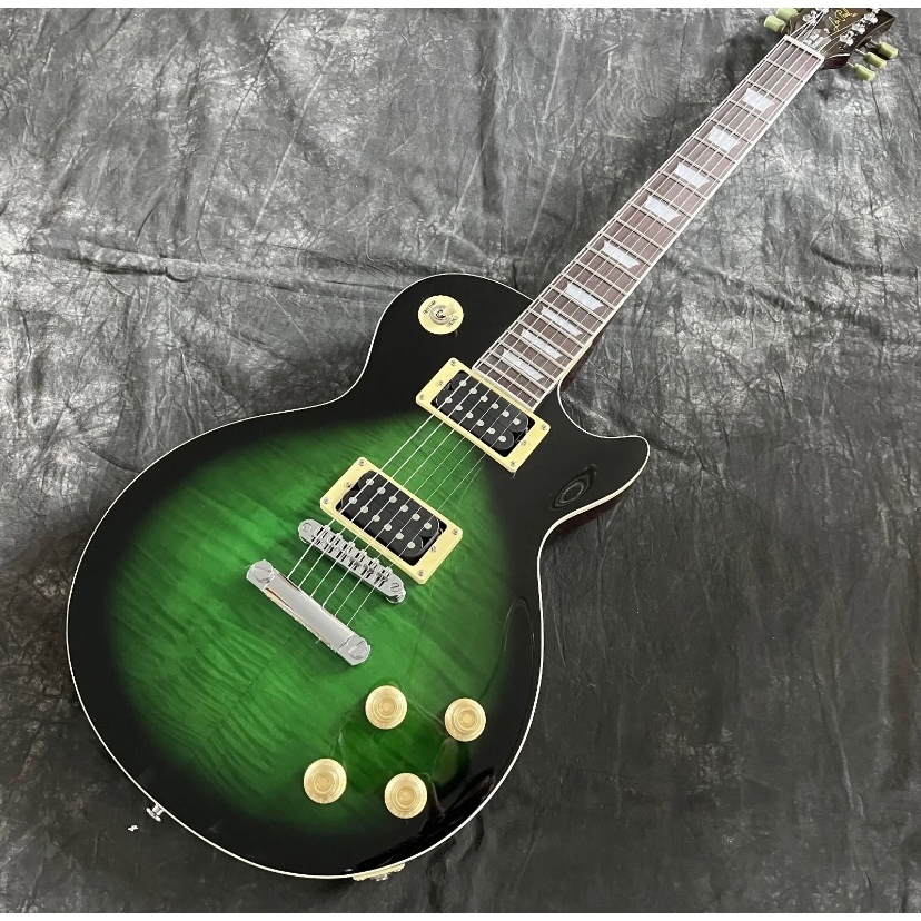 Standard electric guitar 22 frets Green tiger top Solid Mahogany ...