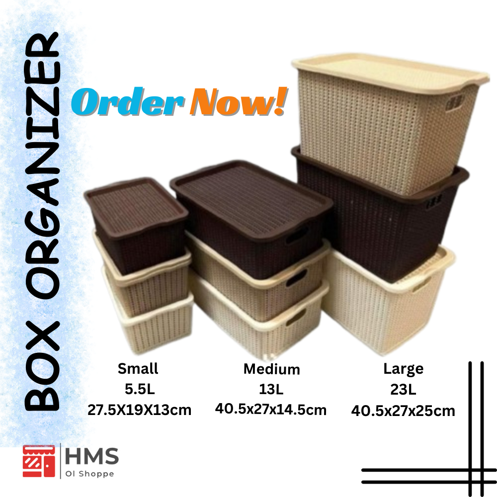 Premium Rattan Box Stylish Storage Organizer with Cover | Shopee ...
