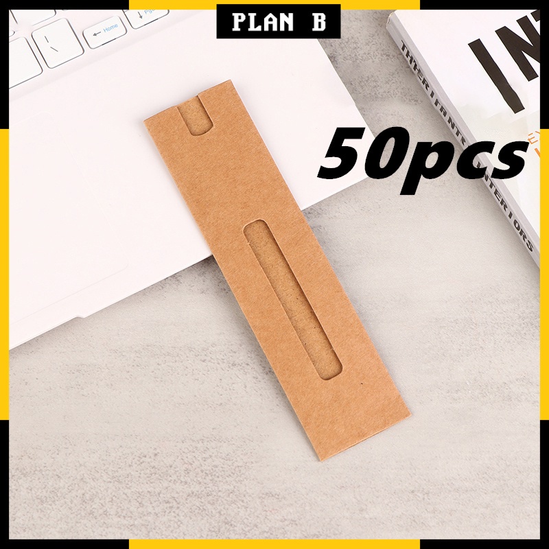 50pcs/Set Kraft Pen Case Ballpen Pencil Packaging Case Kraft Paper Pen ...