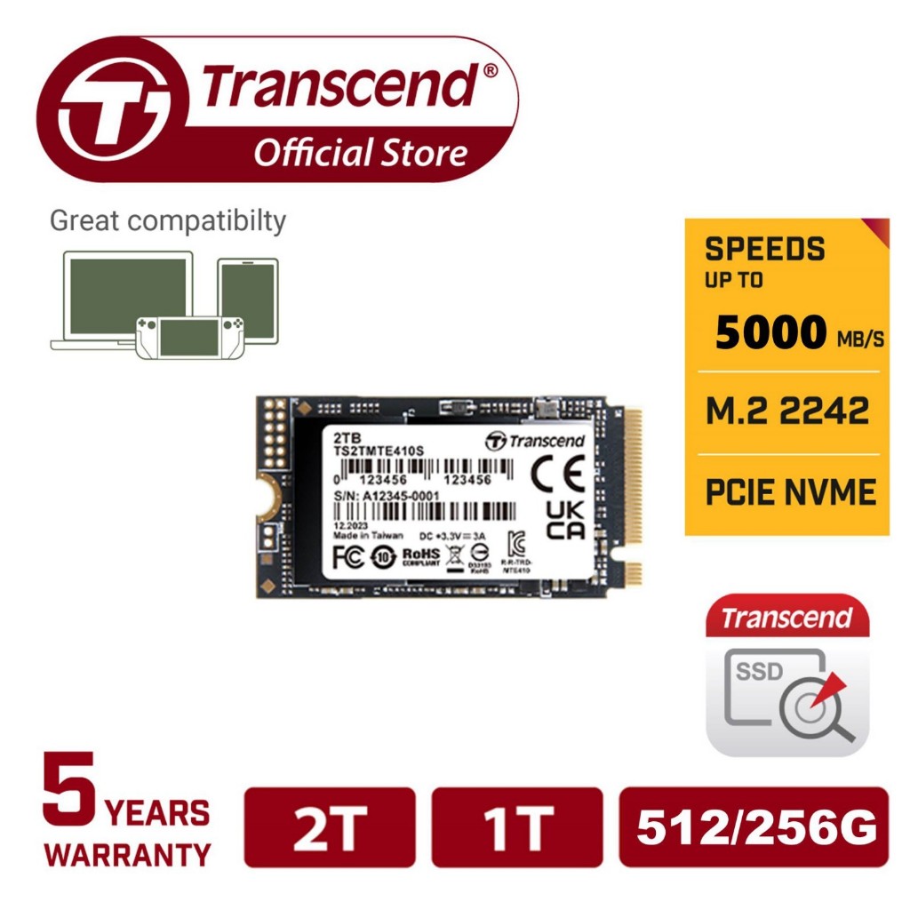 Transcend's PCIe M.2 2242 SSD 256GB/512GB/1TB/2TB MTE410S Gen 4x4 3D ...