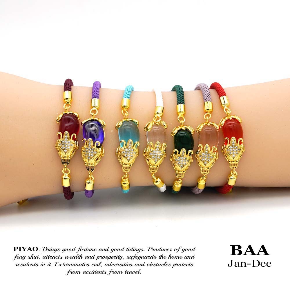 LUCKY CHARM MONEY MAGNET PIYAO pixiu AND RED STRING BIRTHSTONE BRACELET BAA