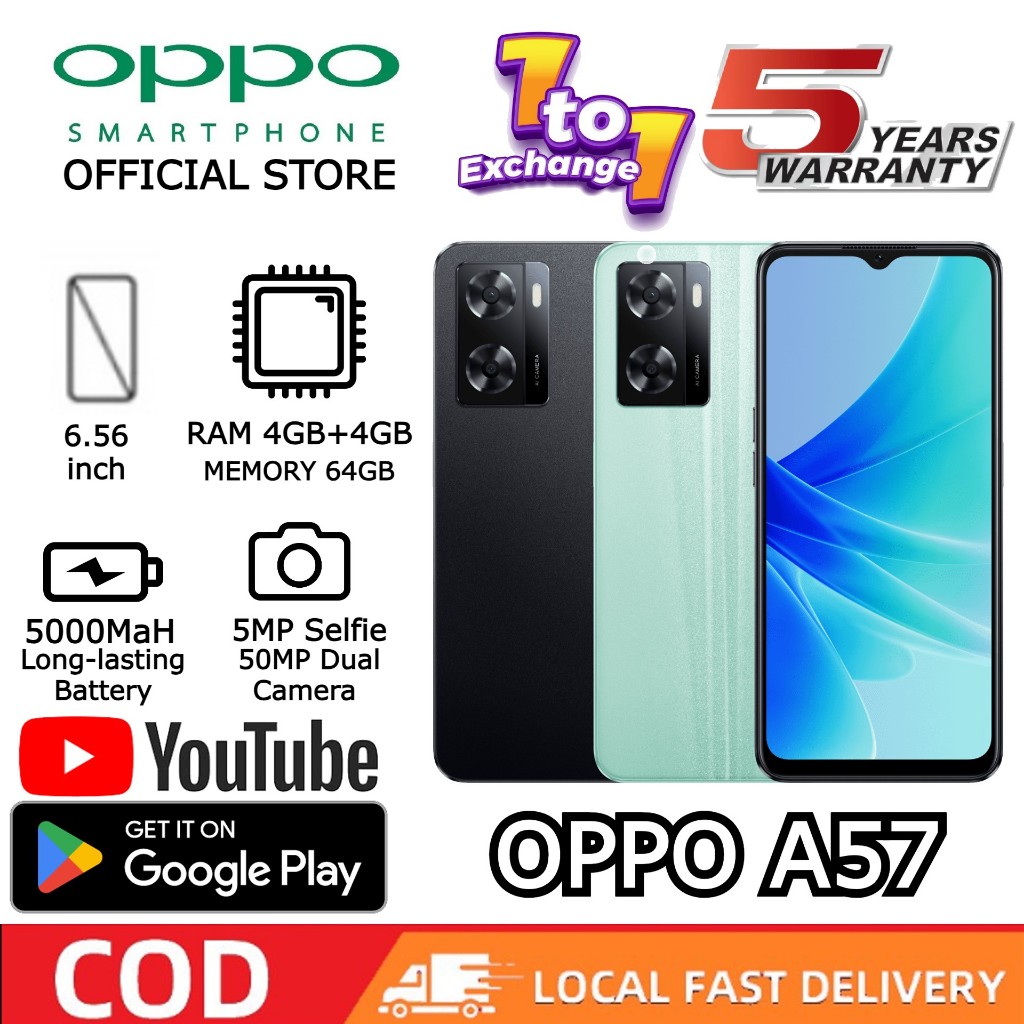 OPPO A57 (6+128GB) | 33W SuperVOOC Cellphone | 5000mAh Long-Lasting ...