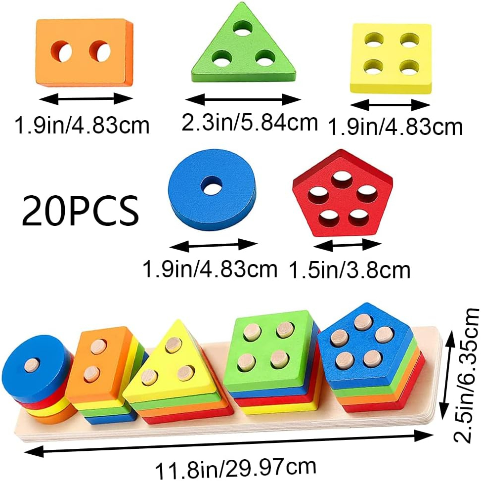 Timi Early Educational Wooden Puzzle Toys Kids Shape Color Sorting ...