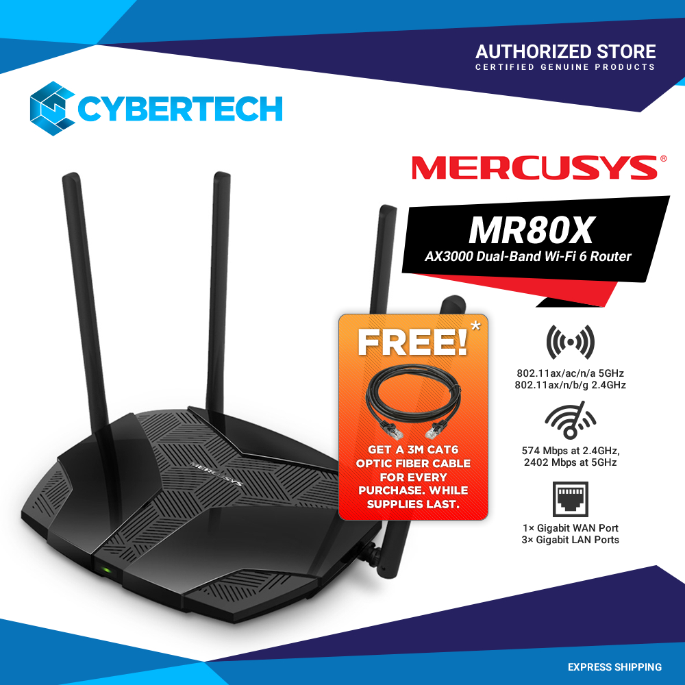 Mercusys MR80X Ax3000 Dual-Band Wi-Fi 6 Router | Shopee Philippines