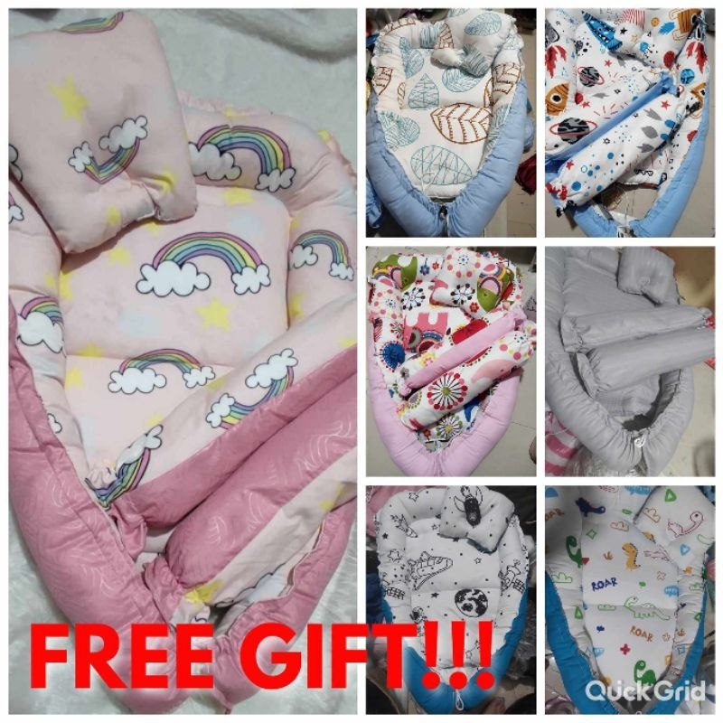 MB FREE GIFT 6in1 with pouch REVERSIBLE Large Baby Cuddle Bed | Shopee ...