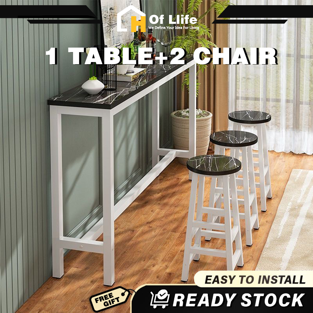 New simple long high table bar white black table home kitchen balcony ...