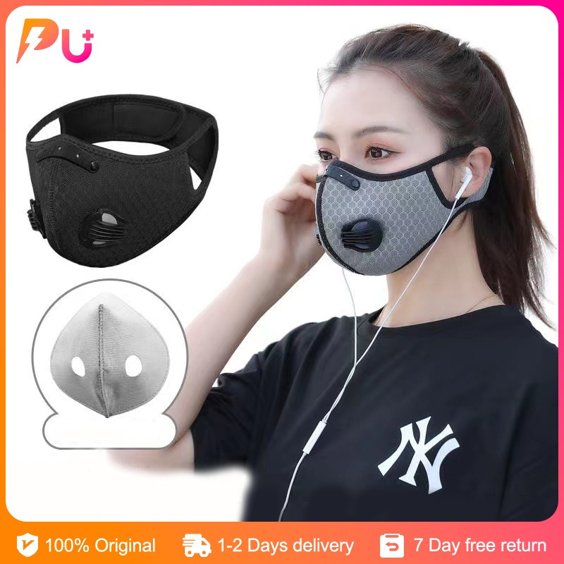 Washable Face Mask Double Valve Sport Riding Mask Reusable Anti Fog ...