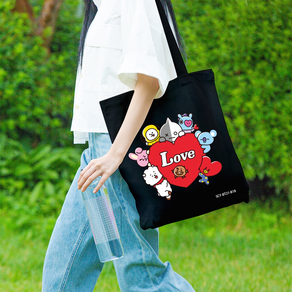 BT21 Canvas Tote Bag Fashion Shoulder Bag Eco Bag Korean Kpop