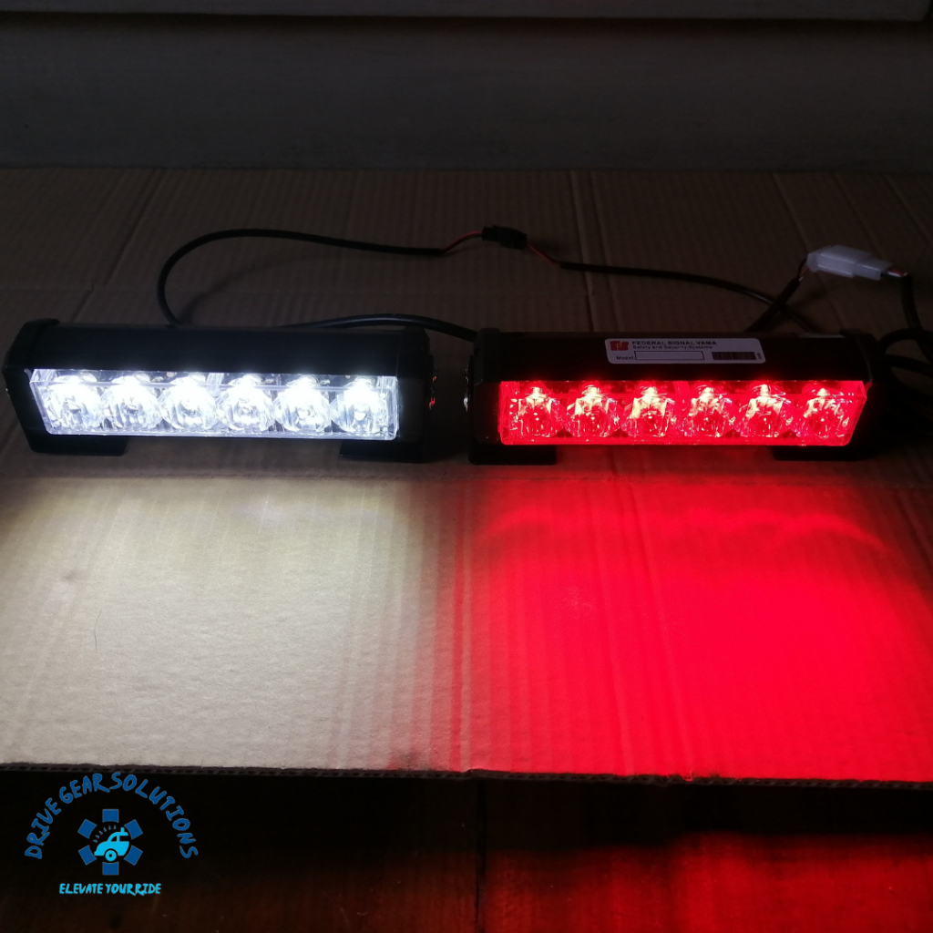 12V - 24V Red-White Federal Strobe Grille Blinker with Various Flashing ...