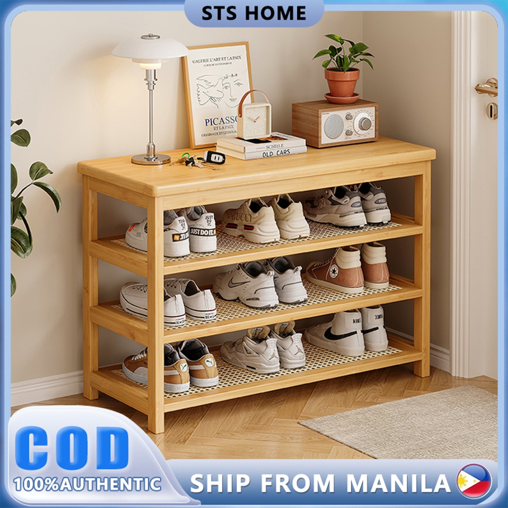 Shoe Storage Bench Cabinet Rattan / Multifunctional Shoe Rack Stool ...