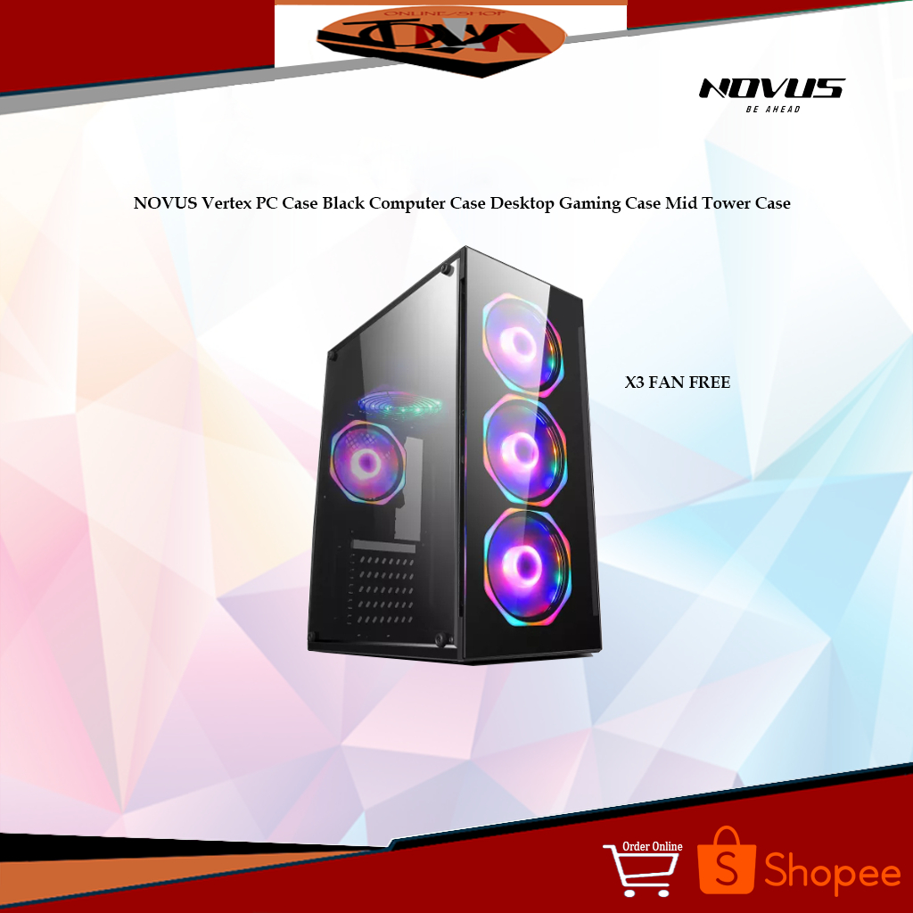 NOVUS Vertex PC Case Black Computer Case Desktop Gaming Case Mid Tower ...