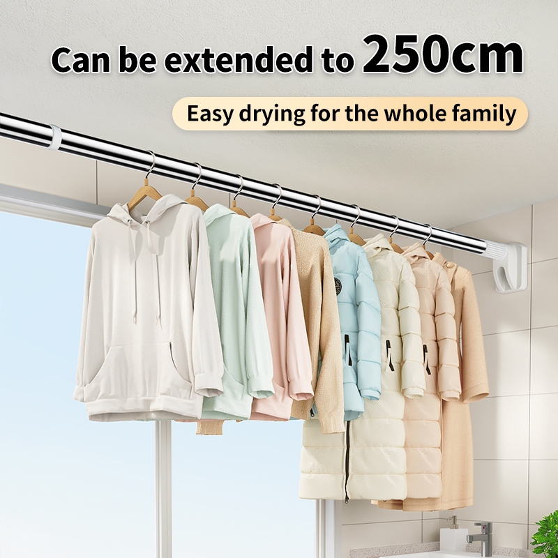 Adjustable Telescopic clothesline Curtain Rod clothes drying Rack ...