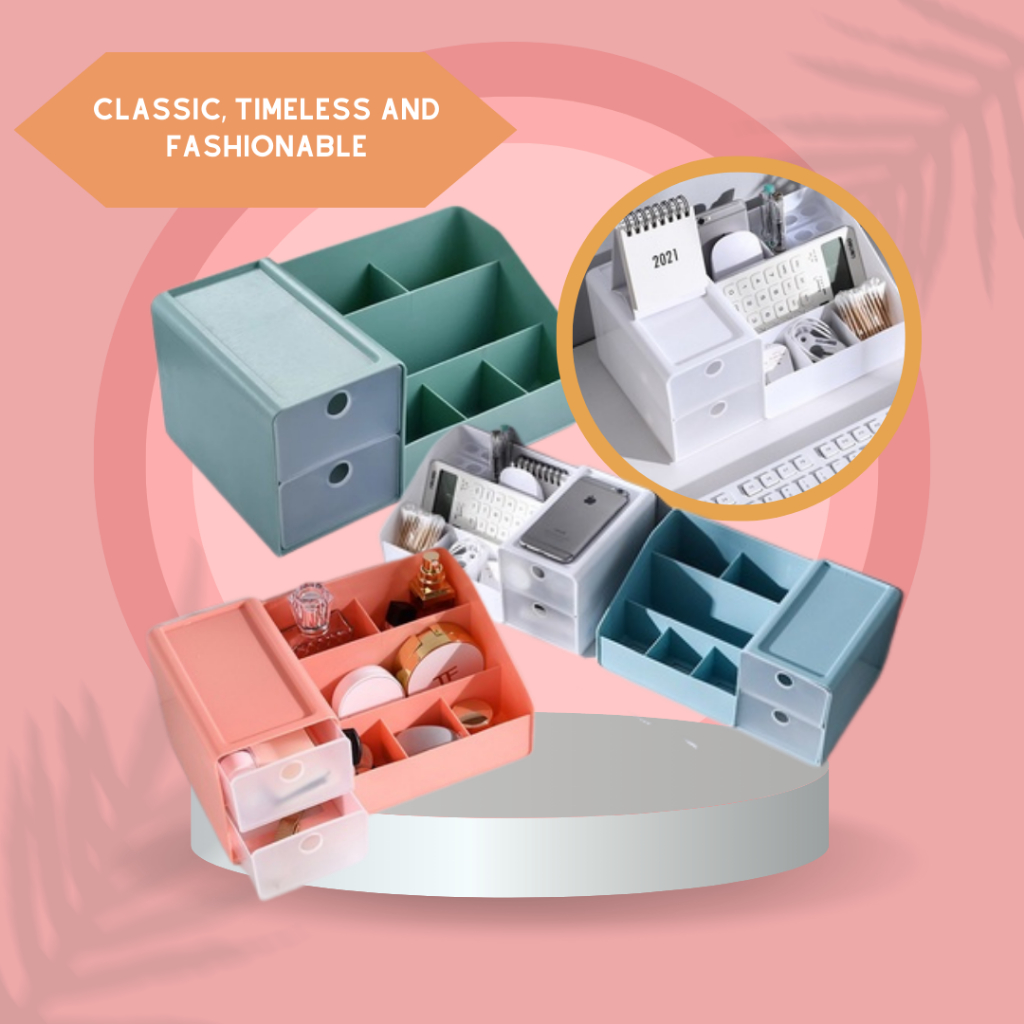 Minimalist Matte Color Compartment Cosmetic and Make up storage Box ...