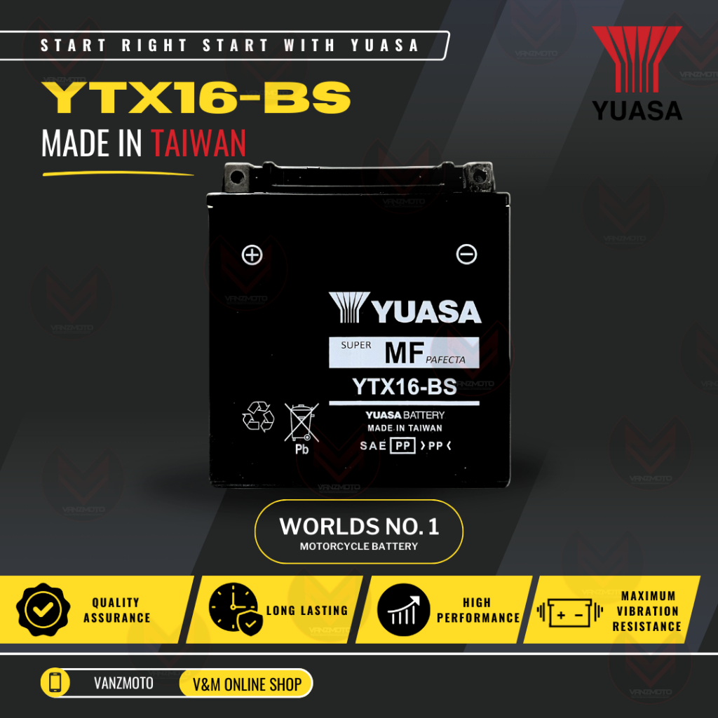 Yuasa YTX16-BS Motorcycle Battery (TAIWAN)