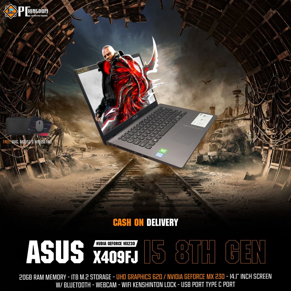 ASUS X409FJ i5 8th gen 20gb ram 1TB M.2 storage UHD Graphics Nvidia Geforce MX230 14.1 inc Pckingdom