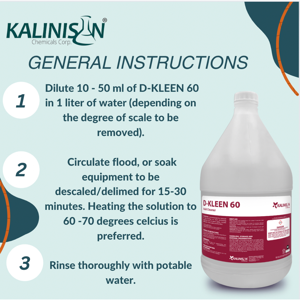 BEST PRICE Kalinisan D-Kleen 60 Acid Cleaner Descaler Delimer 1 Gallon ...