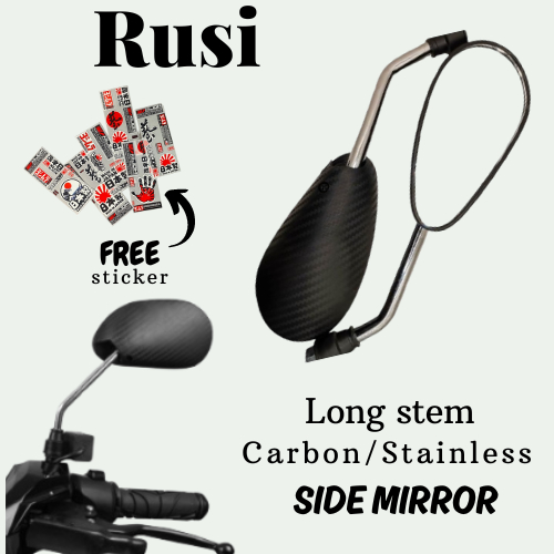 RUSI surf 110 Carbon Side mirror Long Stem Stainless Stem high quality ...