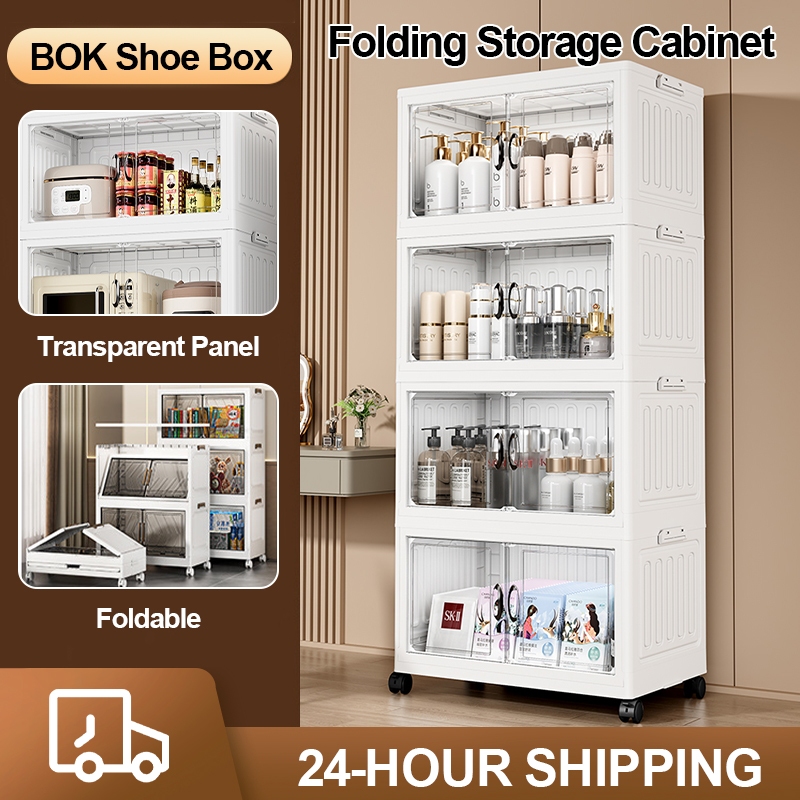 Foldable Clothing Storage Cabinet plastic Wardrobe Box Magnetic Door ...