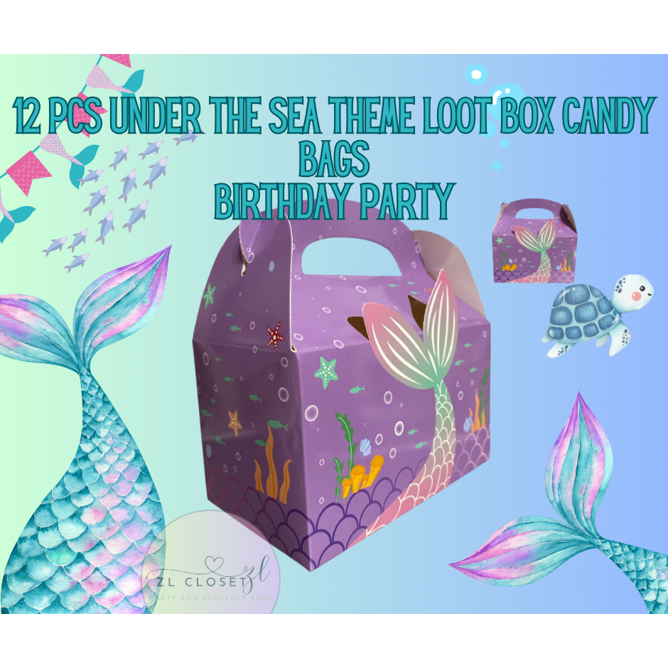 Under the Sea theme Loot Box Candy Bags Tags Birthday Party 12 PCS ...