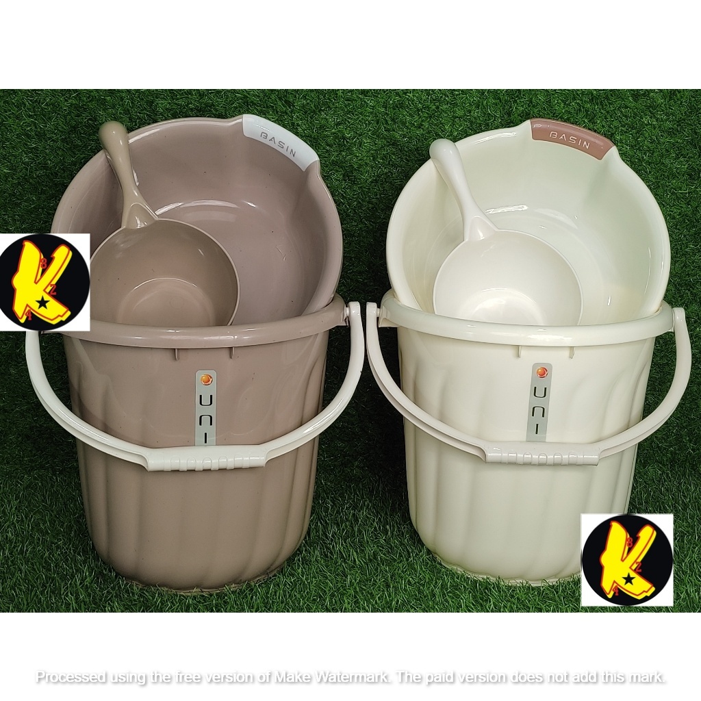 UNIK Mocha/Ivory Trio: 3-in-1 Set of Plastic Basin, Pail and Dipper ...