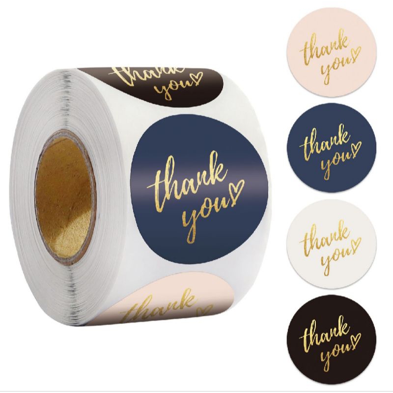 500pcs Thank you Sticker Label 1inch Metalic Print for Small Business ...