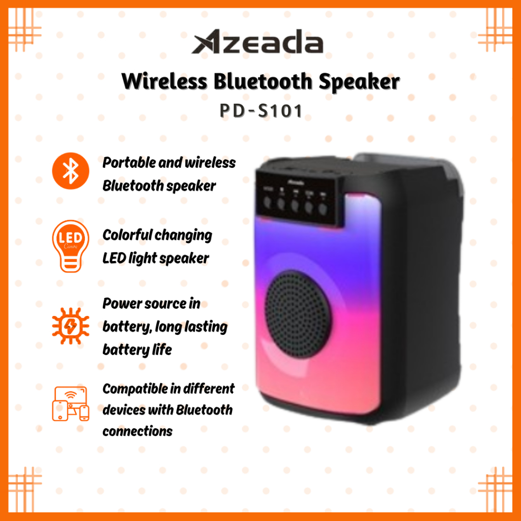 Azeada Maykar LED Light Wireless Bluetooth Speaker PD-S101 TF Card FM ...